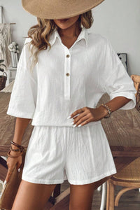 Collared Neck Half Sleeve Top and Shorts Set