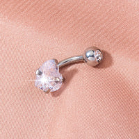 1 Piece Belly Rings Fashion Heart Shape 304 Stainless Steel Plating Zircon