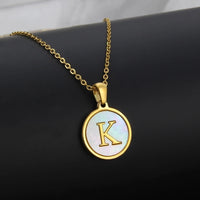 Titanium Steel 18K Gold Plated Simple Style Plating Inlaid Shell Letter Necklace