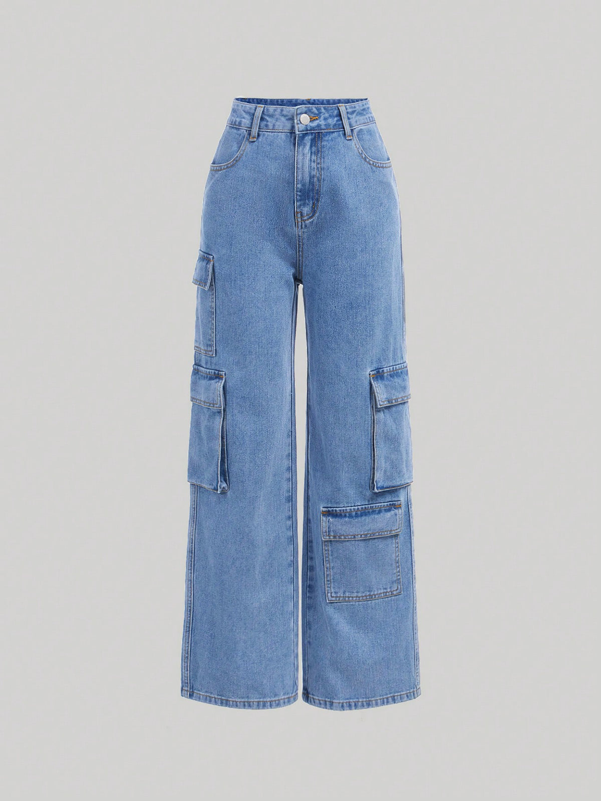 Teen Girls Flap Pocket Cargo Jeans