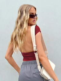 Backless Short Sleeve Cropped Blouse