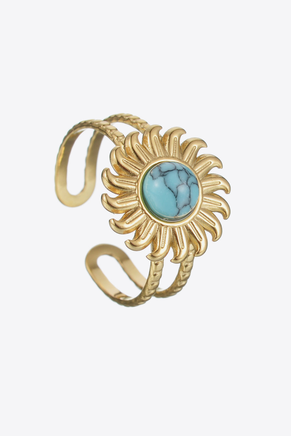 Turquoise Stainless Steel Open Ring