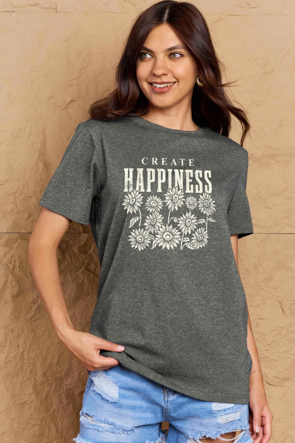 Simply Love Full Size CREATE HAPPINESS Graphic Cotton T-Shirt