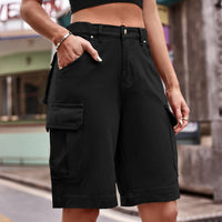 Denim Cargo Shorts with Pockets